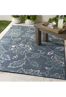 Ambient Blue Floral Outdoor Rug