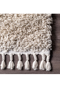 Lucy Beige Shaggy Moroccan Rug