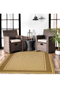 Sama Beige Flatweave Border Rug