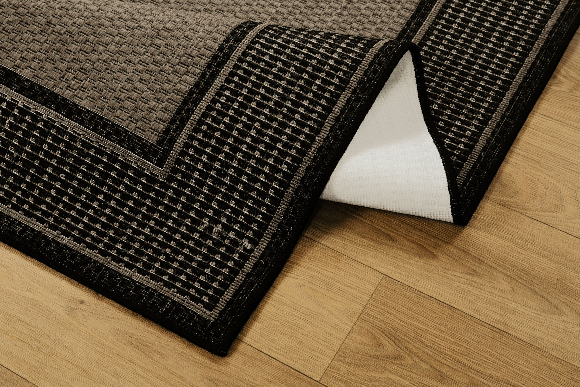 Soleil Black Border Flatweave Rug