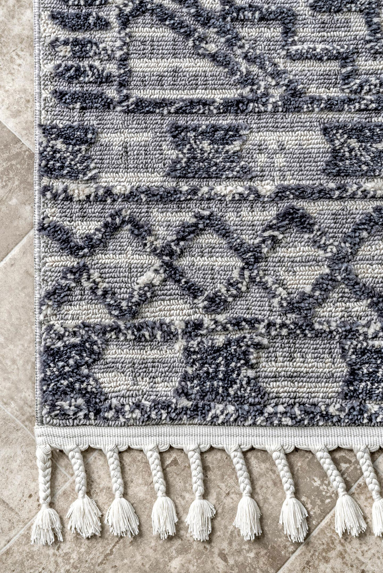 Aroma Blue Fringed Moroccan Rug