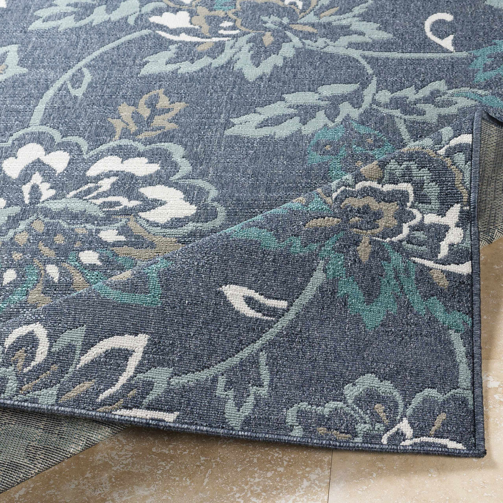 Ambient Blue Floral Outdoor Rug