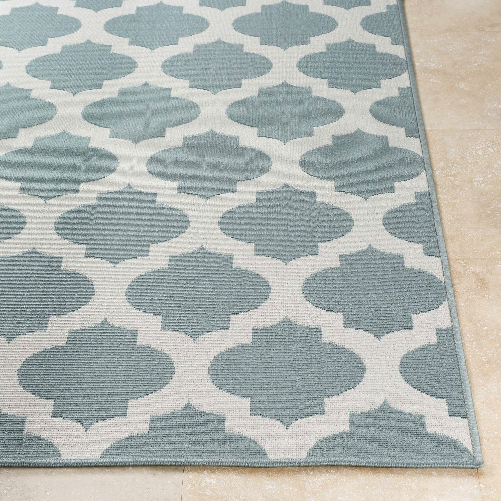 Ambient Teal Trellis Outdoor Rug