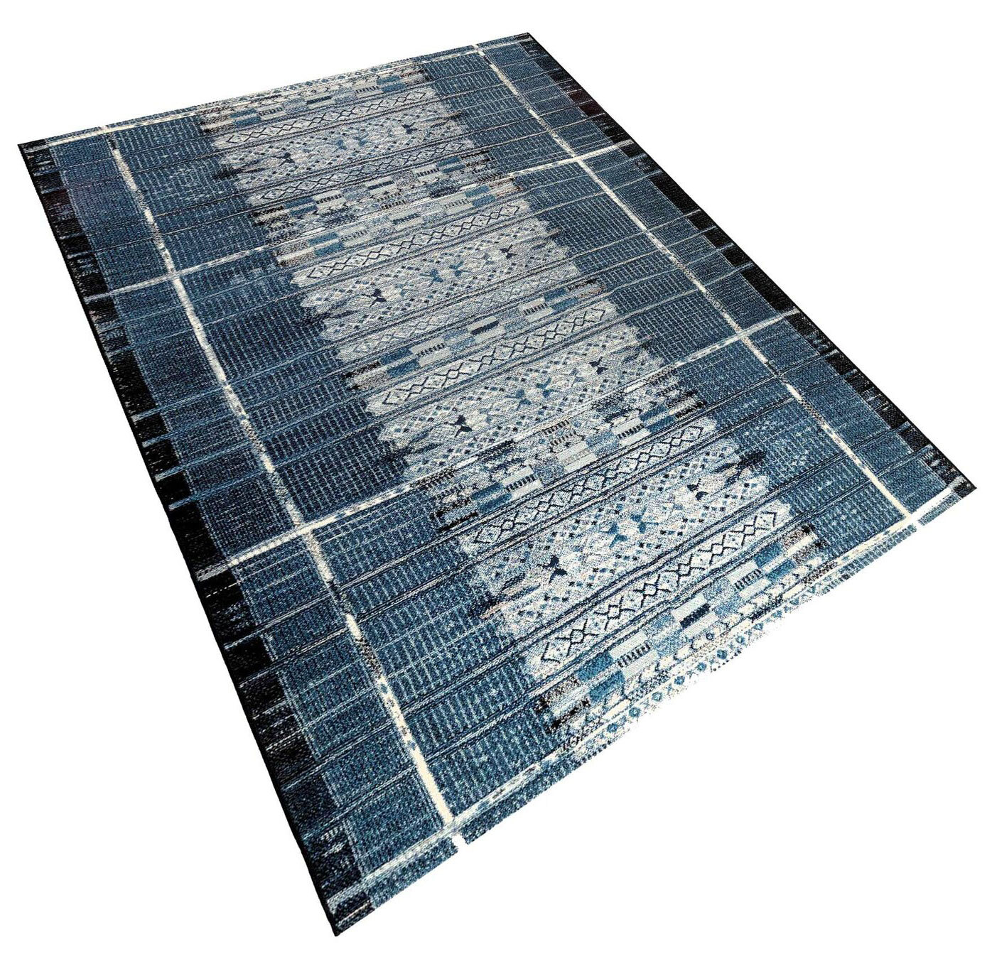 Aperto Blue Tribal Pattern Rug