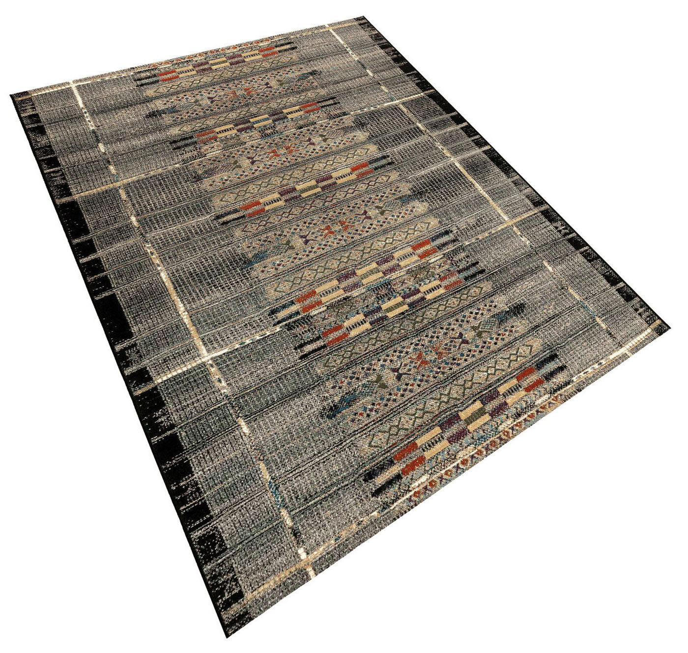 Aperto Grey Tribal Pattern Rug