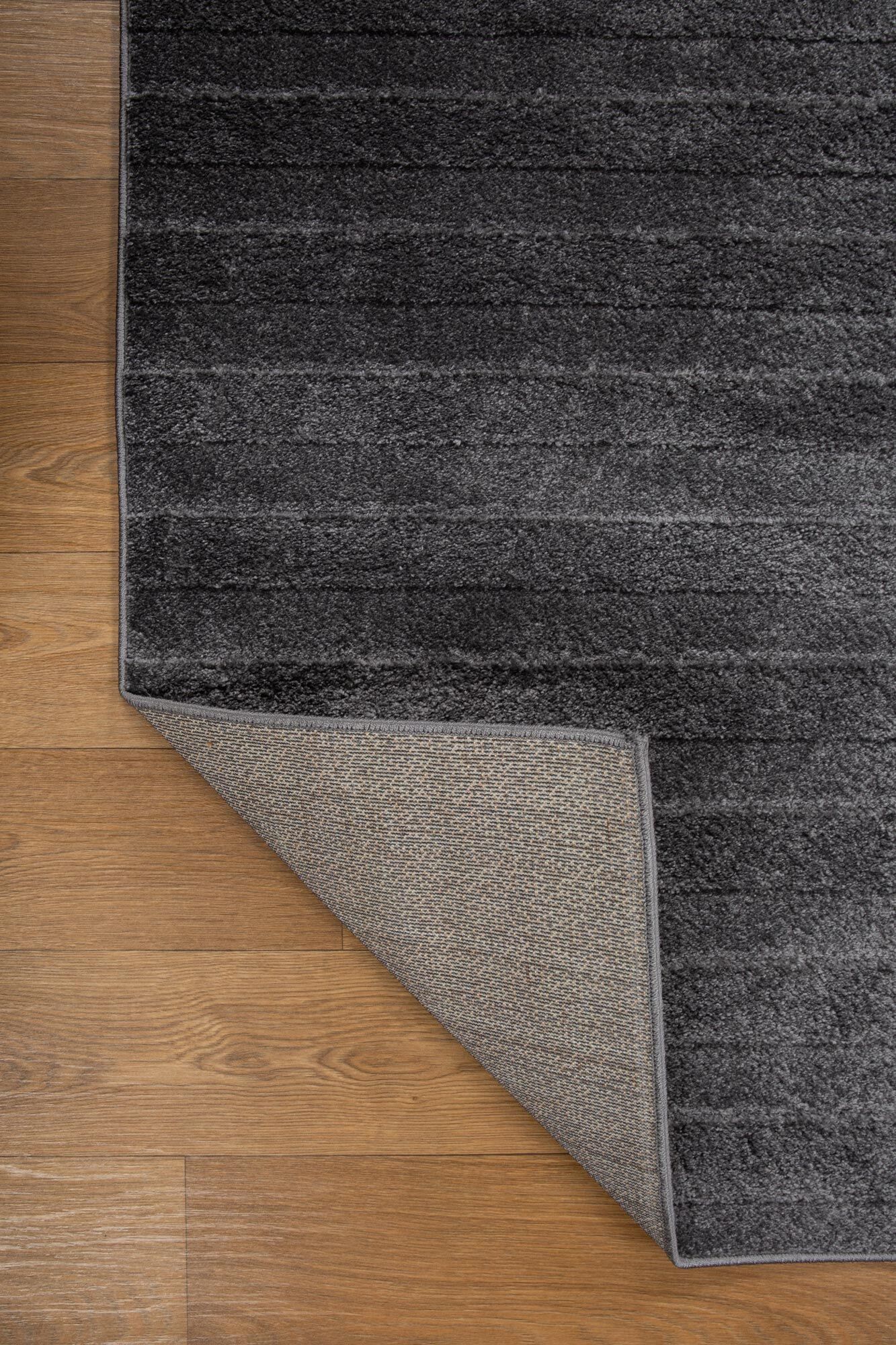 Austin Plain Charcoal Striped Rug