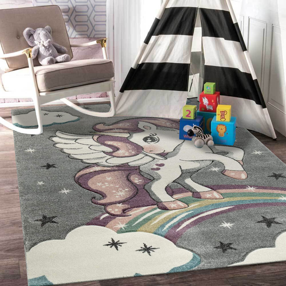 Charlie Flying Unicorn Kids Rug