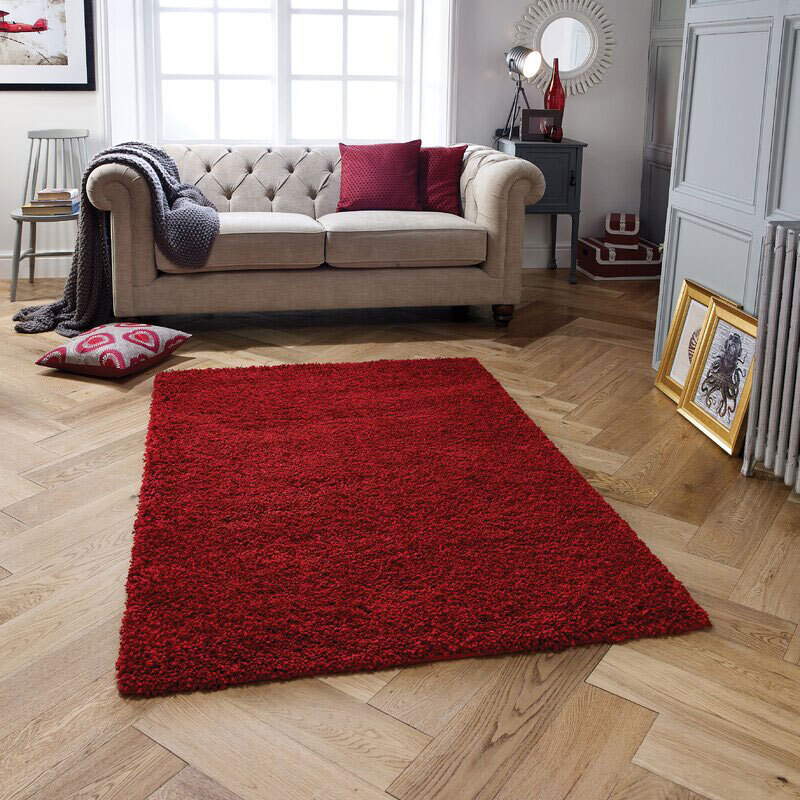 Lara Plain Red Shaggy Rug