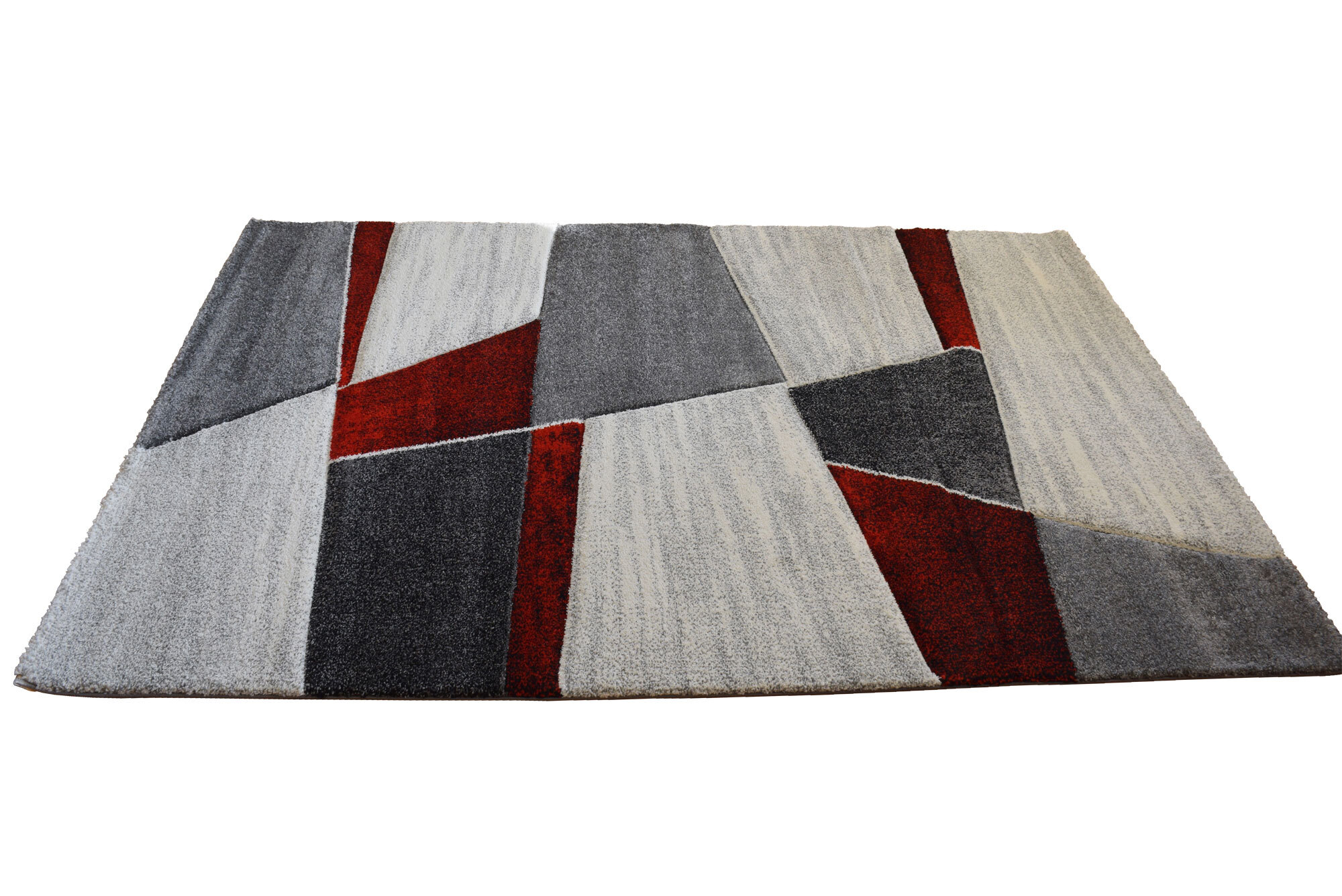 Lucia Red Modern Geometric Rug