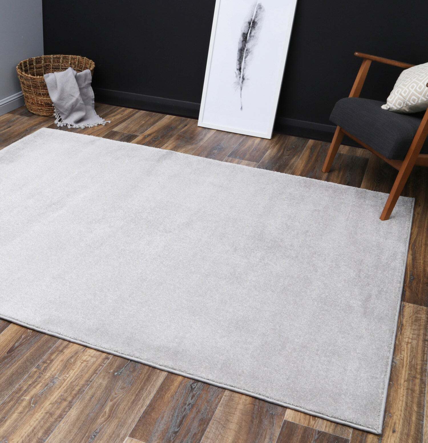 Macey Plain Grey Plush Rug