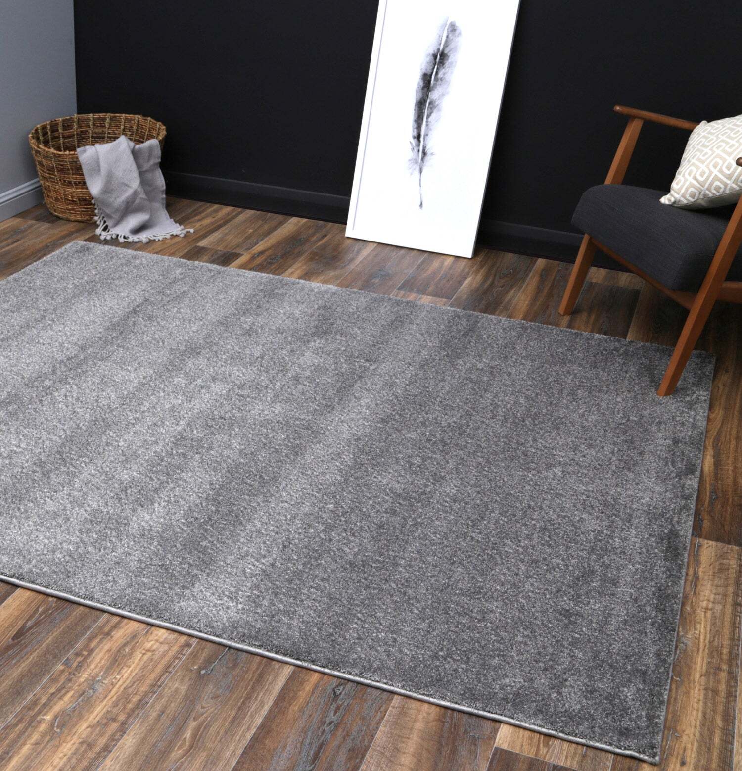 Macey Thick Plain Grey Rug