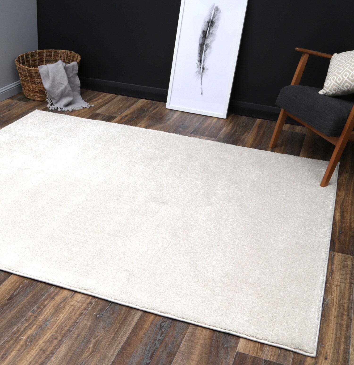 Macey Plain Cream Plush Rug