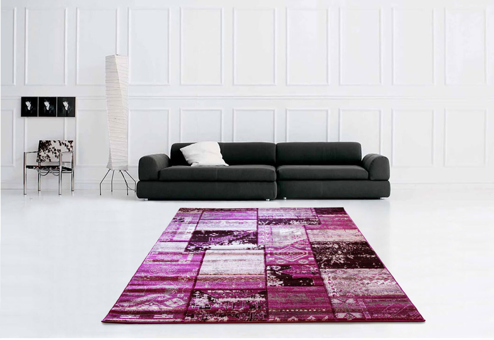 Paris Carved Lilac Patchwork Rug