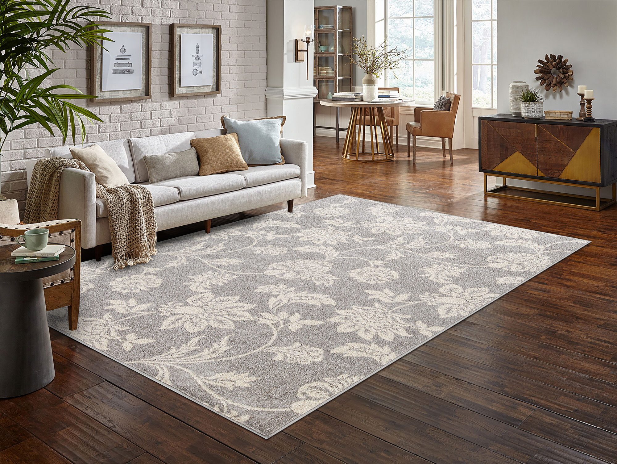 Sandy Contemporary Floral Rug