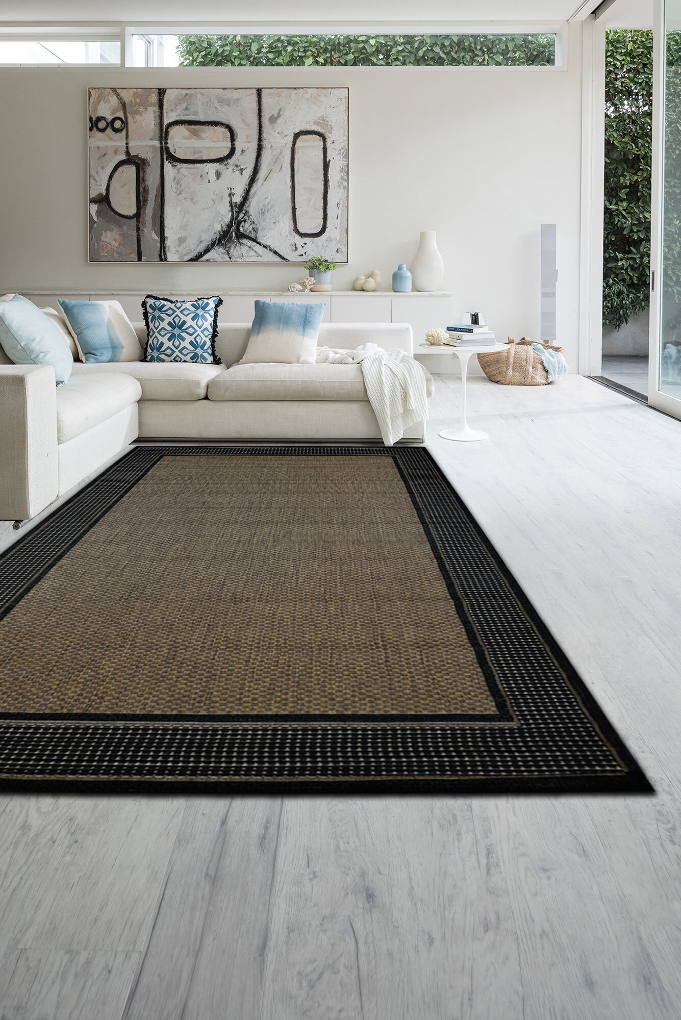 Soleil Black Border Flatweave Rug