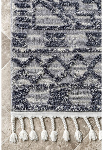 Aroma Blue Fringed Moroccan Rug