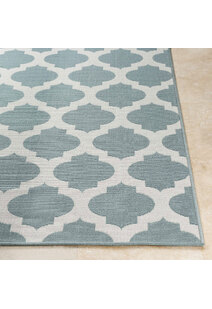 Ambient Teal Trellis Outdoor Rug