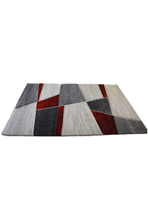 Lucia Red Modern Geometric Rug