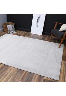 Macey Plain Grey Plush Rug