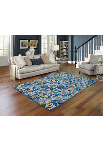 Marly Blue Floral Emblem Rug