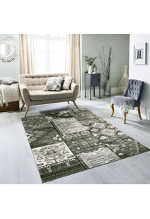 Paris Carved Grey Patchwork Rug