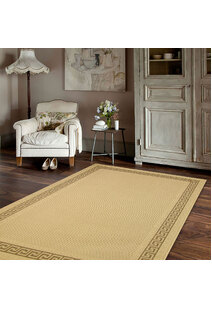 Sama Beige Greek Key Border Rug