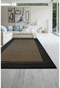 Soleil Black Border Flatweave Rug