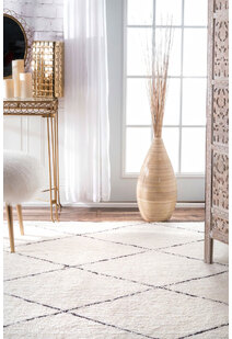 Symphony Beige Trellis Shag Rug