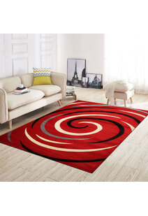 Sky Modern Red Swirl Pattern Rug