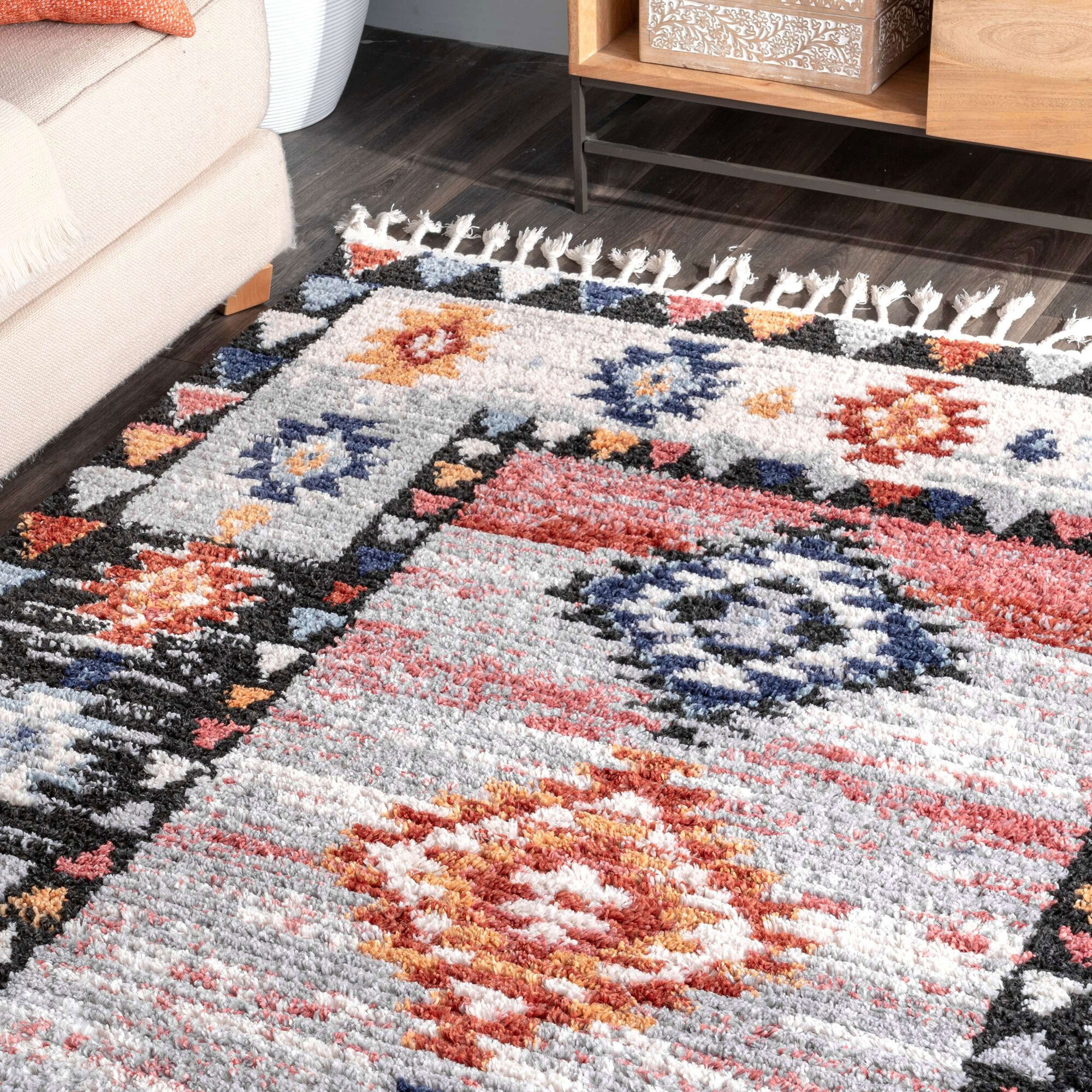 Amara Moroccan Tribal Fringed Rug