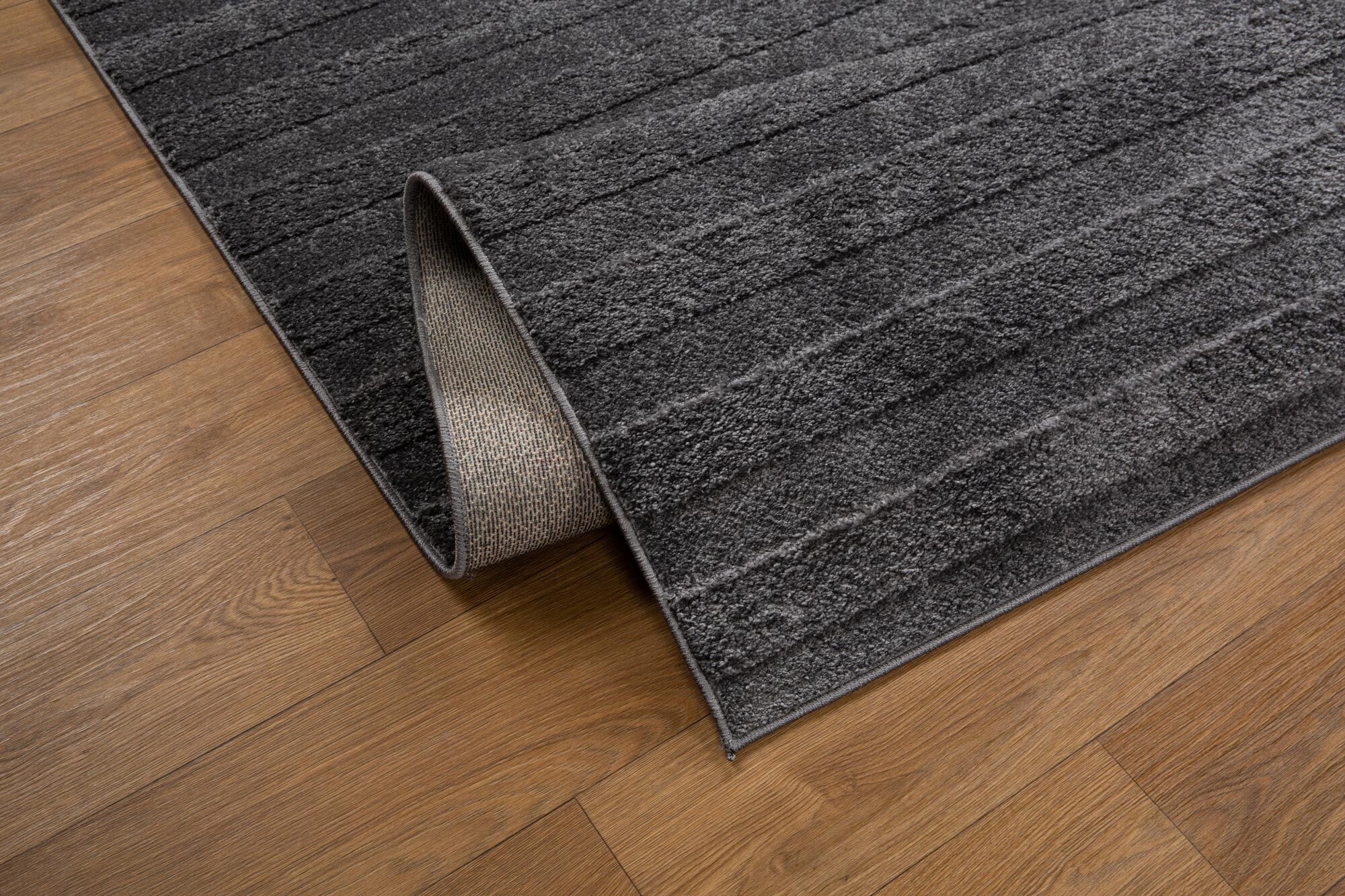 Austin Plain Charcoal Striped Rug