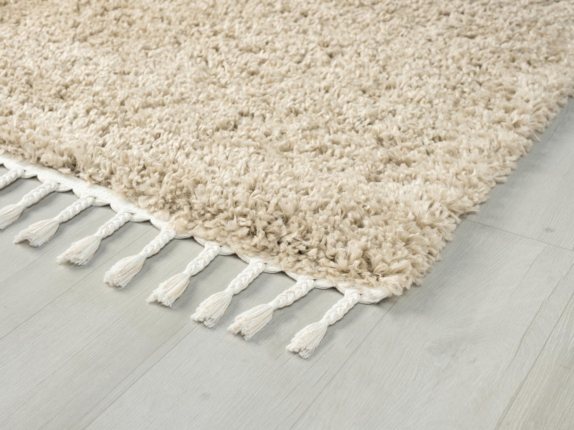 Joey Plain Beige Shaggy Rug