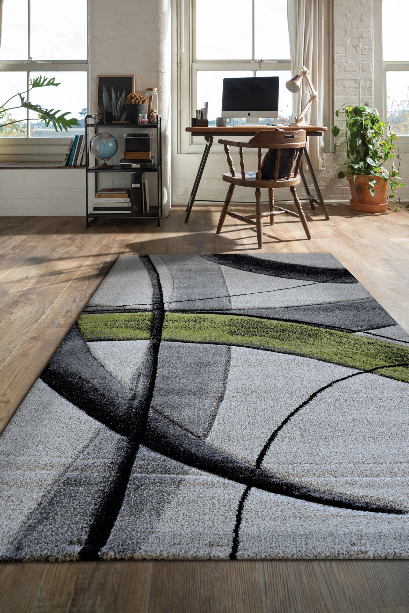 Lucia Modern Green Abstract Rug