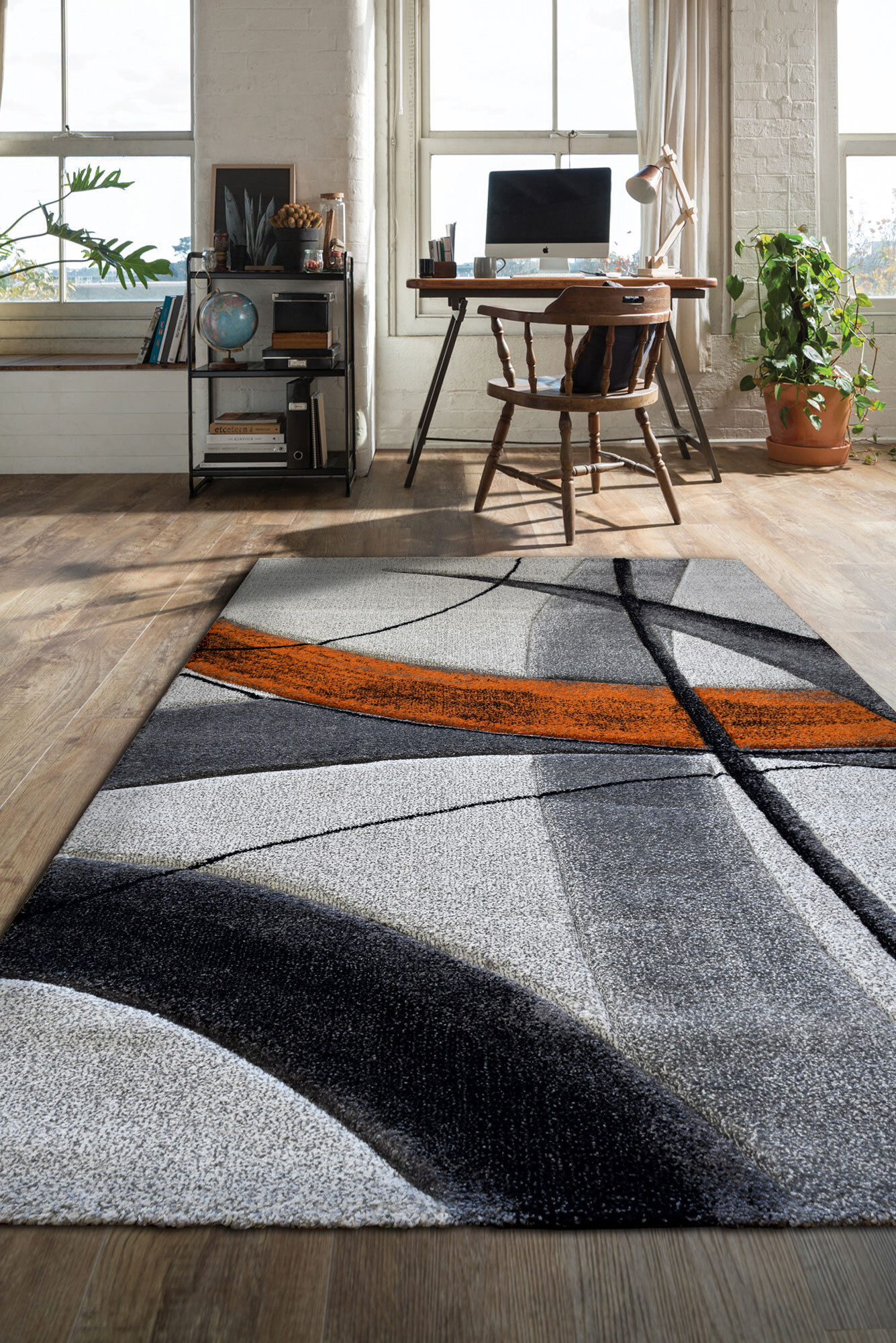 Lucia Orange Modern Abstract Rug