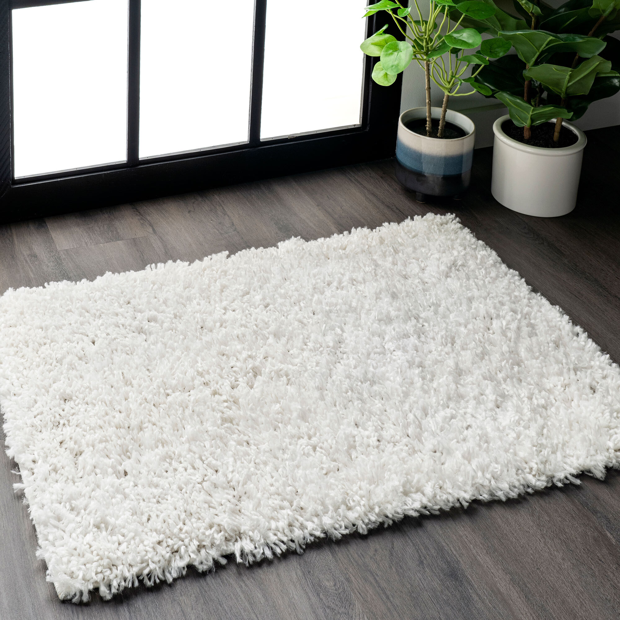 Luis Plain Cream Shaggy Rug