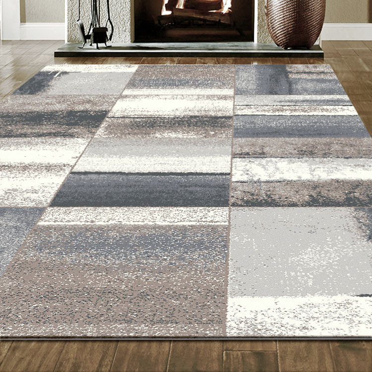 Orel Beige Square Pattern Rug