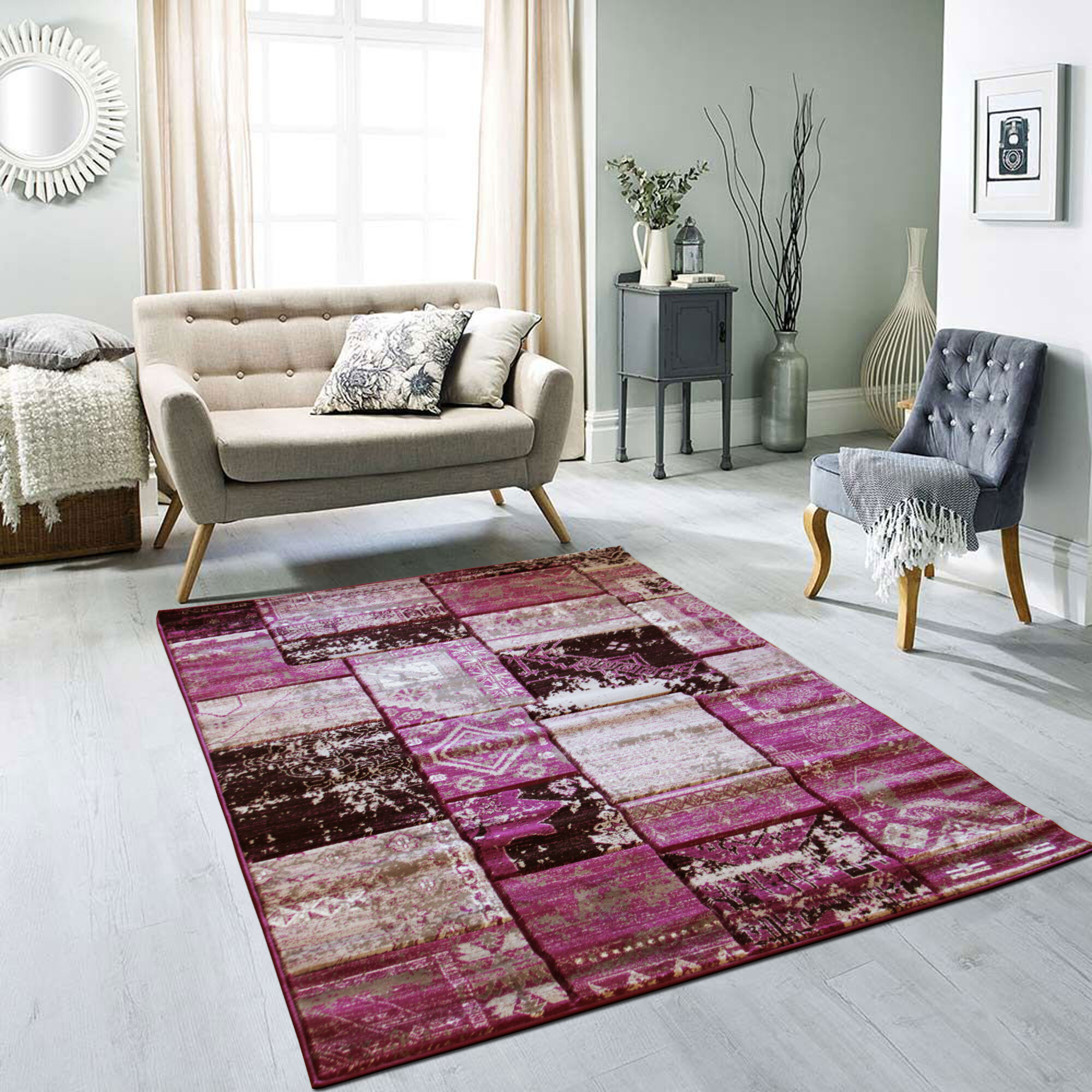 Paris Carved Lilac Patchwork Rug