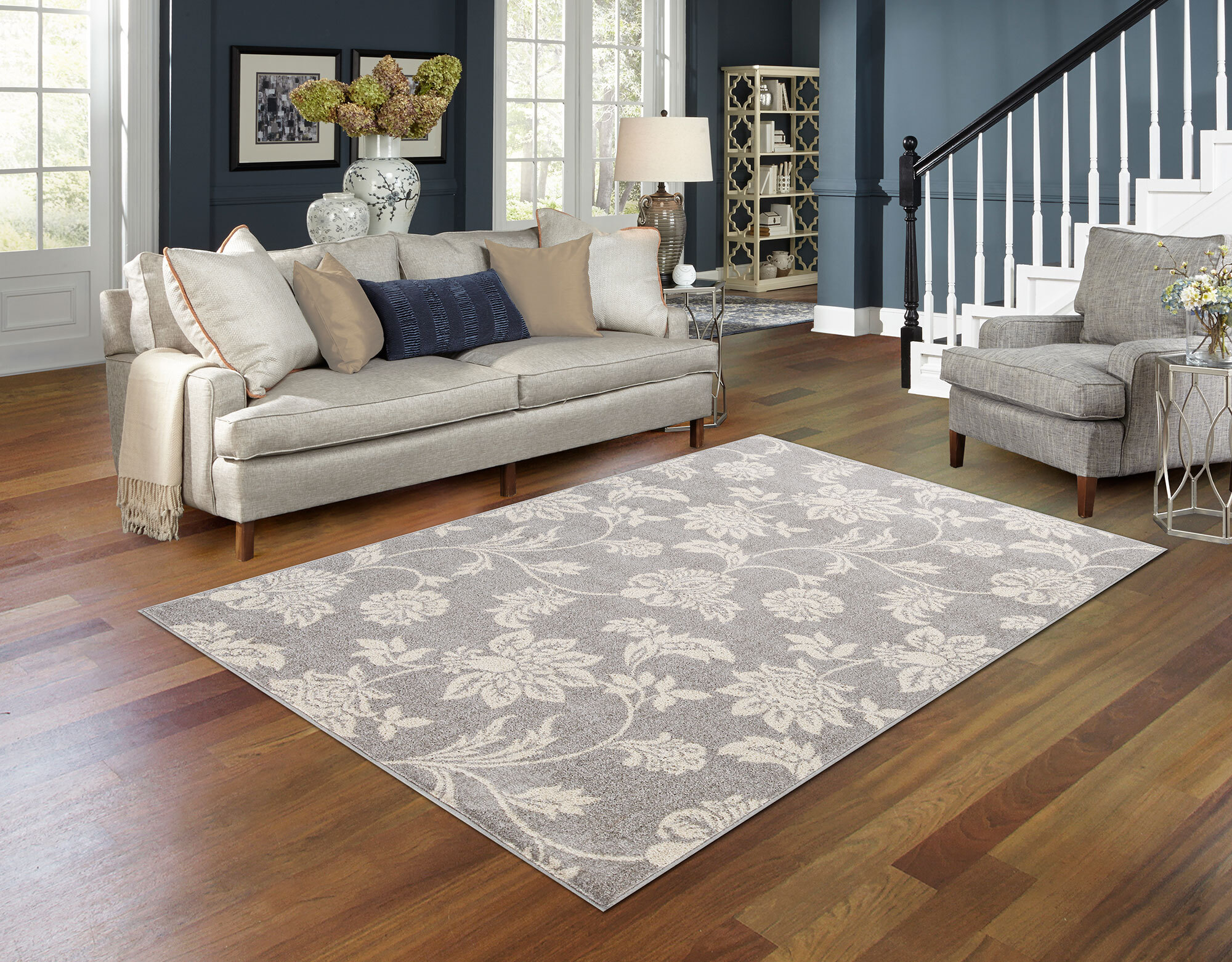 Sandy Contemporary Floral Rug