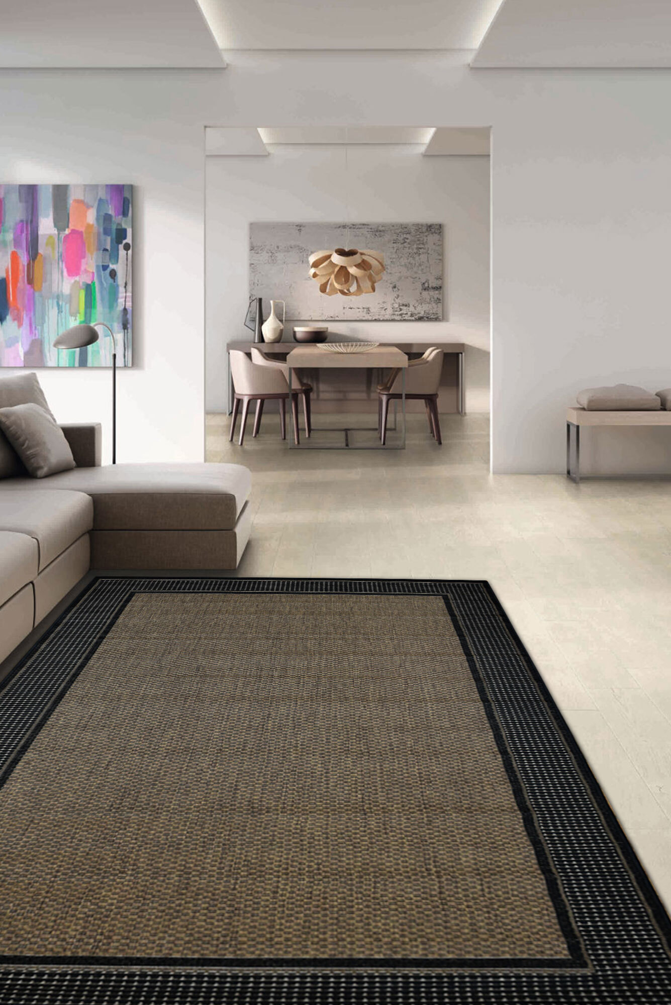 Soleil Black Border Flatweave Rug