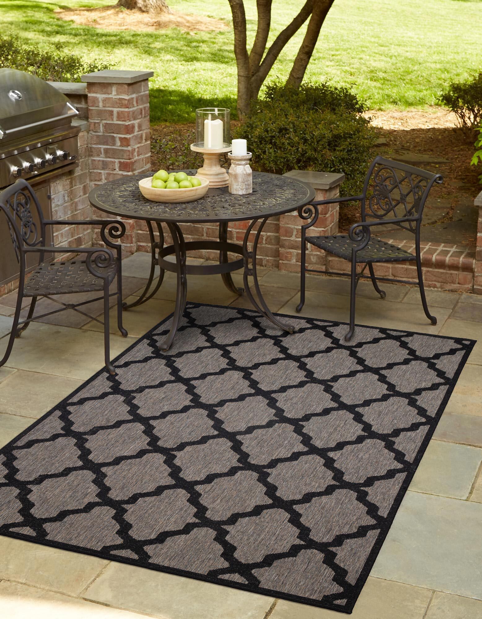 Soleil Grey Flatweave Trellis Rug