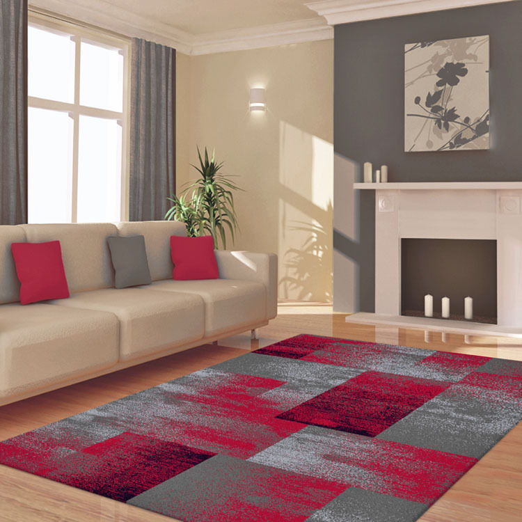 Aspen Red Square Pattern Rug