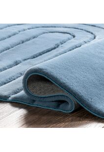 Jessa Blue Plush Washable Rug