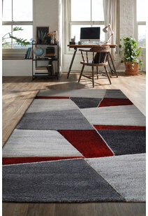 Lucia Red Modern Geometric Rug