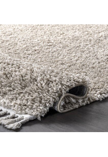 Lucy Beige Shaggy Moroccan Rug