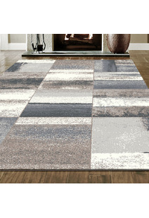 Orel Beige Square Pattern Rug