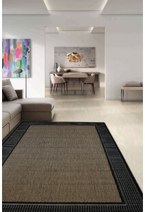 Soleil Black Border Flatweave Rug