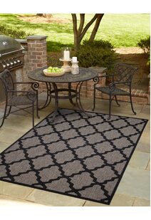 Soleil Grey Flatweave Trellis Rug