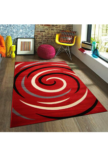 Sky Modern Red Swirl Pattern Rug