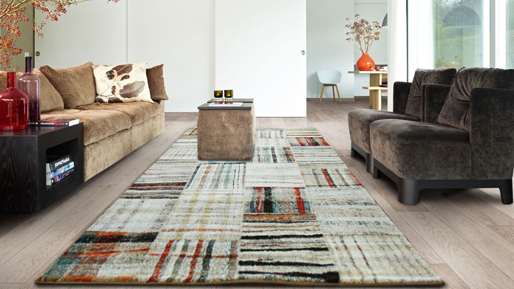 Adobe Beige Square Pattern Rug