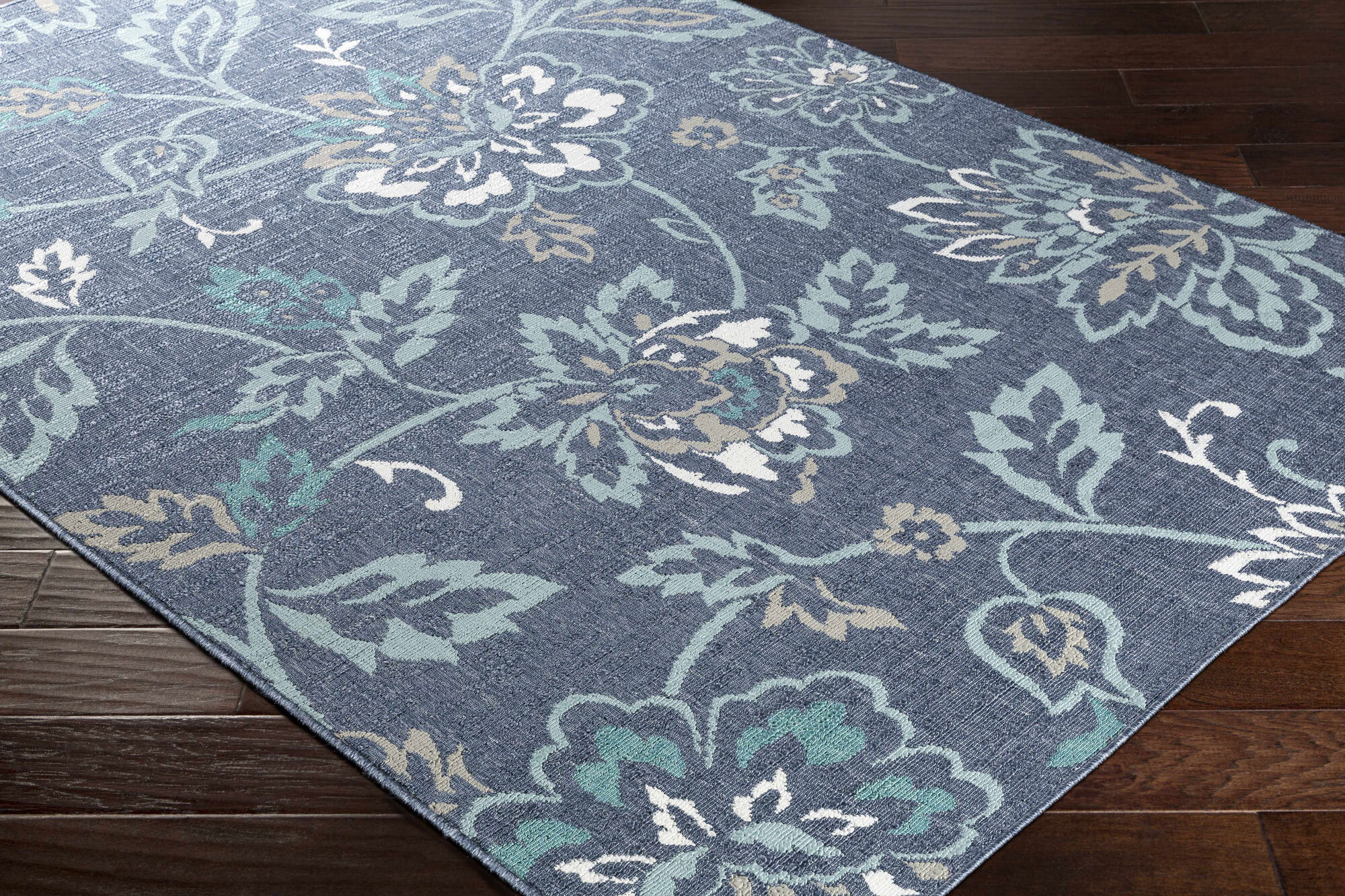 Ambient Blue Floral Outdoor Rug